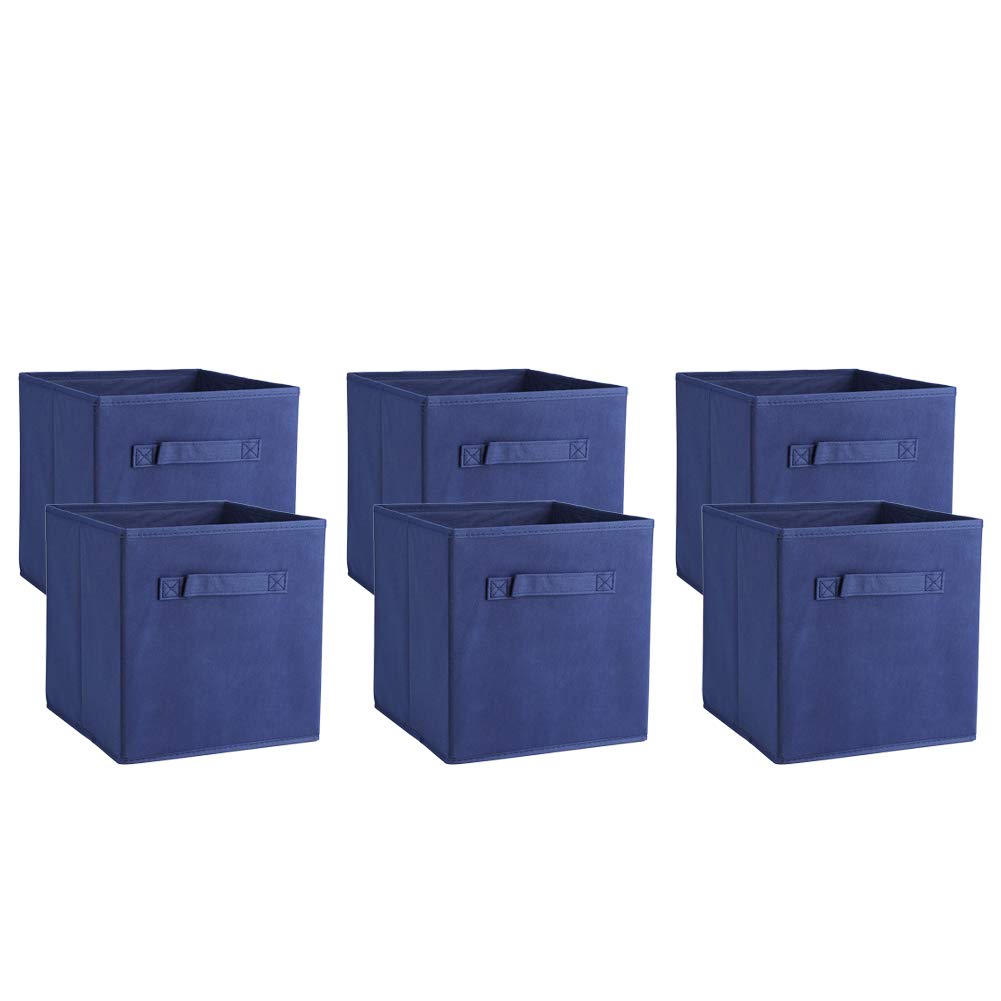 GOTOTOP Foldable Storage Cubes, 6Pcs large Nonwoven Fabric Square Drawer Storage Box Bin Collapsible Boxes Storage Chest Household Home Toys Clothes Organizer Cube 26.9*26.2*27.8cm