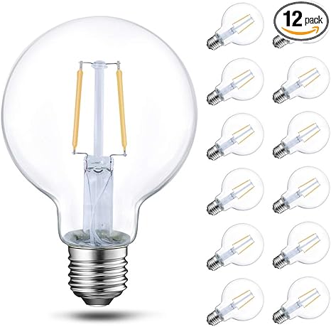 12 Pack Led G25 Dimmable Globe Vanity Light Bulb 40 Watt Equivalent Clear Edison Filament Bulb 5000k Daylight 350 Lumens E26 Medium Screw Base Ul Listed Amazon Com