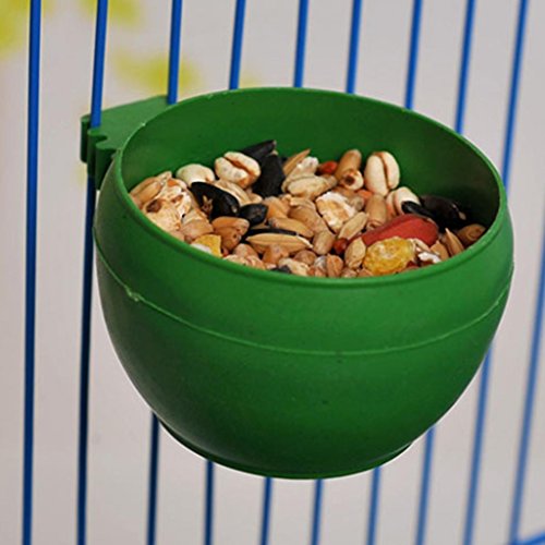 Afco Bird Feeding Bowl,Plastic Round Food Water Cup Holder Parrot Pigeon Cage Hanging Feeder size S (Green) - Thumbnail 3