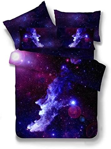 HOMIGOO 3D Galaxy Bedding Set 3PCS Duvet Cover Set Full Color M