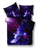 HOMIGOO Galaxy Printed Bedding Set Soft Comforter Cover 3D Printed Bed Sheet Set Twin Color M