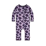 Burt's Bees Baby Baby Girls' Organic One-Piece Romper Coverall, Aubergine Watercolor Poppies Ruffle Back, 0-3 Months