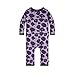 Burt's Bees Baby Baby Girls' Organic One-Piece Romper Coverall, Aubergine Watercolor Poppies Ruffle Back, 0-3 Months