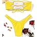 ZAFUL Women's Strapless Ribbed Lace Up High Cut Two Piece Bandeau Bikini Set(Yellow, S)