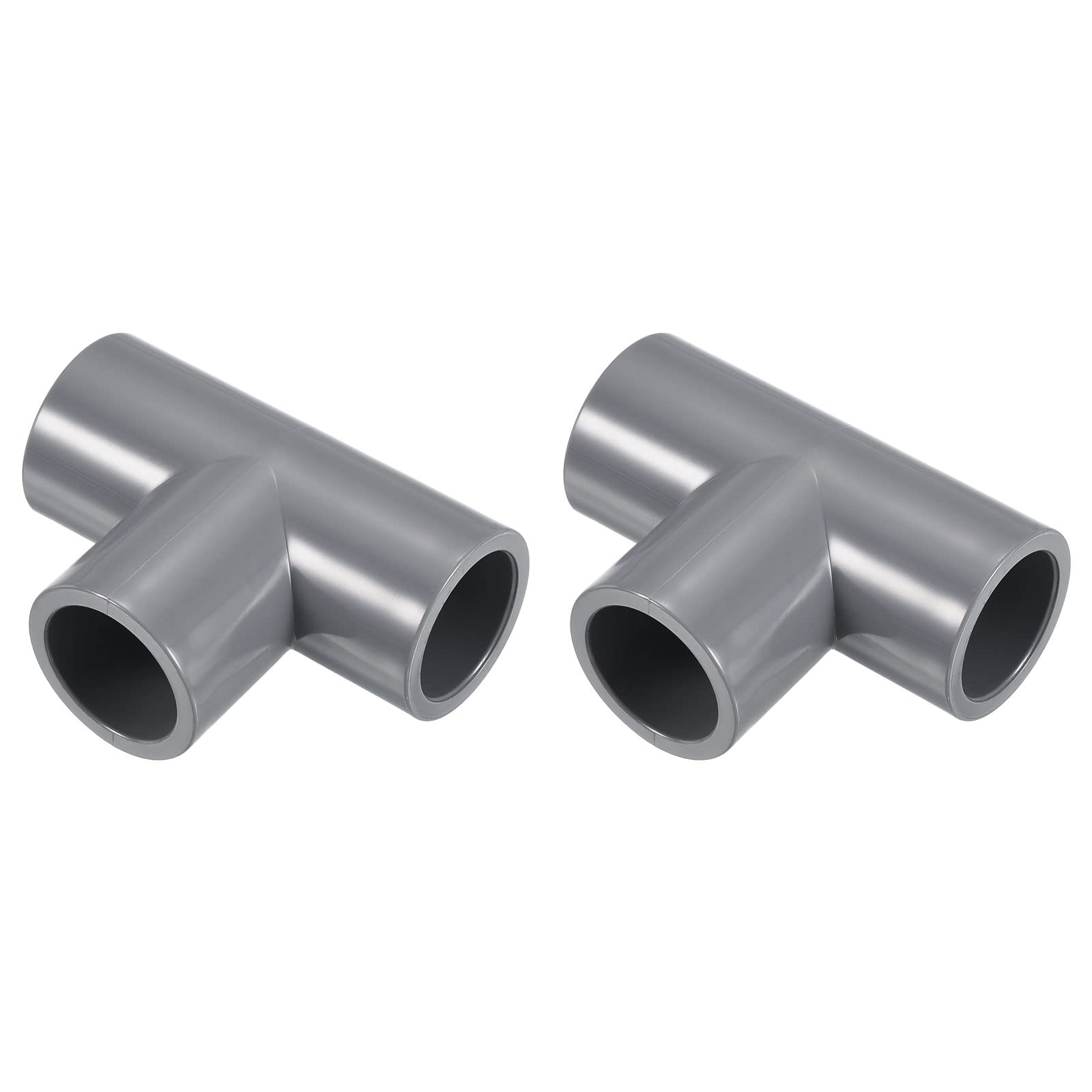 PATIKIL 23/32" 3 Way Tee Pipe Fittings UPVC, 2 Pack Joint Coupling Pipe Adapter for Pipe Connection, Gray — image 1