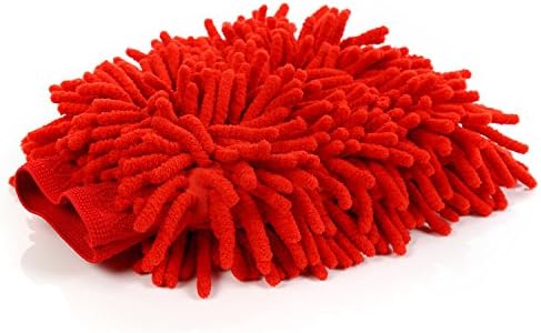 UltraGuards-Double Sided Microfiber Car Wash Mitt, Incredible Efficient Alternative to Duster Cloth with Super Soft and Plush Touch, Improved Auto Home Kitchen Bathroom Cleaning Glove (Red)