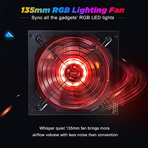 PowerSpec 850 Watt 80 Plus Gold Fully Modular ATX Power Supply with RGB