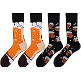 Angelteers 2 Pairs Novelty Cartoon Animal Print Cotton Crew Socks for Women Teen