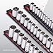 Carbyne 3-Piece Aluminum Socket Organizer (Red) 1/4-Inch, 3/8-Inch, 1/2-Inch Drive Socket Rails Hold 54 Sockets