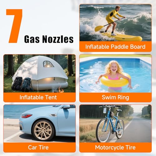 Camping Electric Pumps Electric Paddle Board Pump, 50PSI High Pressure Portable SUP Air Pump with Auto-Off and Deflation Function