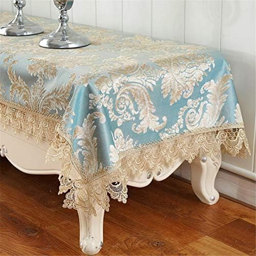 Kcrimeng Proud Rose TV Cabinet Table Cloth Lace Table Runner European Style Dustproof Cover Bed Flag Blue Tea Table Cloth Blue 75x230cm