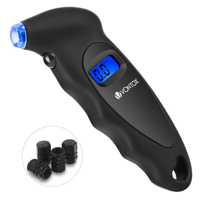V VONTOX Reifendruckmessgerät digitaler Luftdruckprüfer mit LCD-Display, tragbare Präzision Reifendruck Messgerät für Autos L
