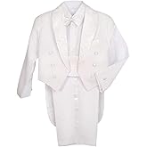 Lito Angels Boys' Classic Tuxedo with Tail Formal Suits Wedding Outfit 5 Piece Set 001 011