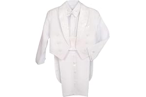 Lito Angels Boys' Classic Tuxedo with Tail Formal Suits Wedding Outfit 5 Piece Set 001 011