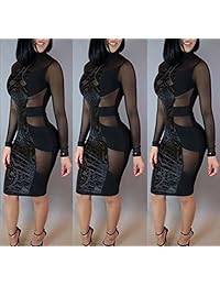 MOMTUESDAYS2 Vestido sexy de malla con lentejuelas para dama