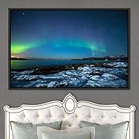 Framed Canvas Wall Art Dayspring Astronomy & Space Contemporary Cosmic Dramatic Green Group Photography Realism - 16x24 inches