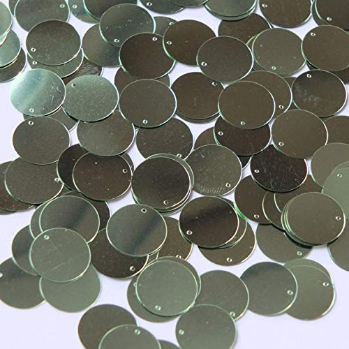 12mm Sequins Top Hole Pale Green Metallic. Couture Paillettes. Made in USA