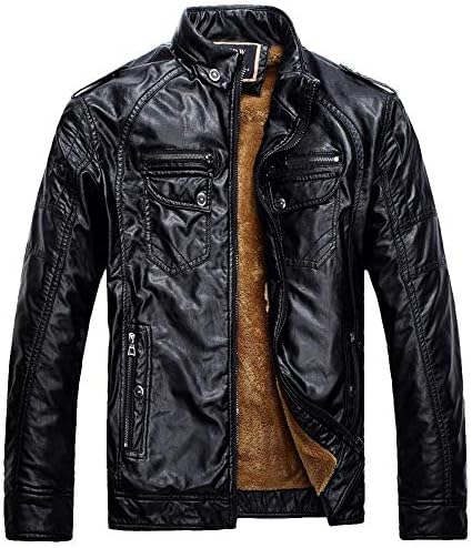 UNYU Mens Leather Jacket Biker Jackets Vintage Leather Coat Moto Jackets Zip Faux Leather Jacket Casual Coat Parka Trench Coats Blazer Windbreaker Outerwear for Autumn Winter