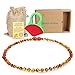 Raw Baltic Baby Amber Teething Necklace - (Cognac) Anti-Flammatory, Drooling & Free Teething Toy Pain Reduce - Reduces Tension and Fear, Teething Necklace for 3 to 36 Months Babies,Boys and Girls