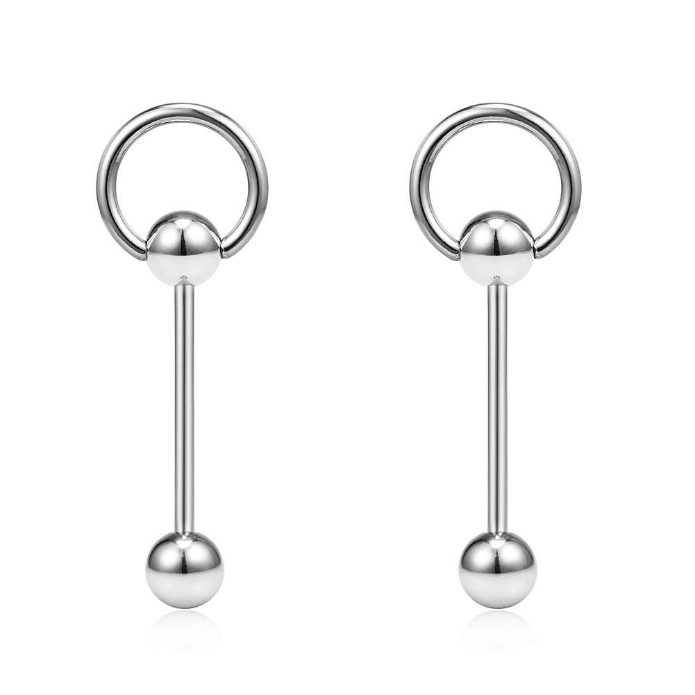 Ruifan 14g 3 4inch Surgical Steel Door Knocker Straight Barbell Nipple Tongue Earring Ring Piercing 2 6pcs Buy Online In Aruba At Aruba Desertcart Com Productid