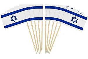 JAVD CYPS 100 Pcs Israel Flag Israelis Toothpick Flags, Small Mini Stick Cupcake Toppers Israelis Flags,Country Picks Party Decoration Celebration Cocktail Food Bar Cake Flags