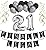 21st Birthday Party Pack â€“ Black & Silver Happy Birthday Bunting, Poms, and Swirls Pack- Birthday Decorations - 21st Birthday Party Supplies