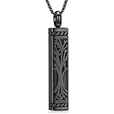 AIWENXI Tree of Life Cremation Jewelry Stainless Steel Urn Necklaces for Ashes Memorial Pendant Locket Vertical Bar Keepsake Necklace Jewelry for Women Men Human Ashes