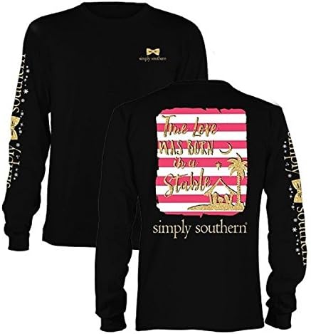Simply Southern Tees Youth Small Long Sleeve True Love Born in a Stable Christmas