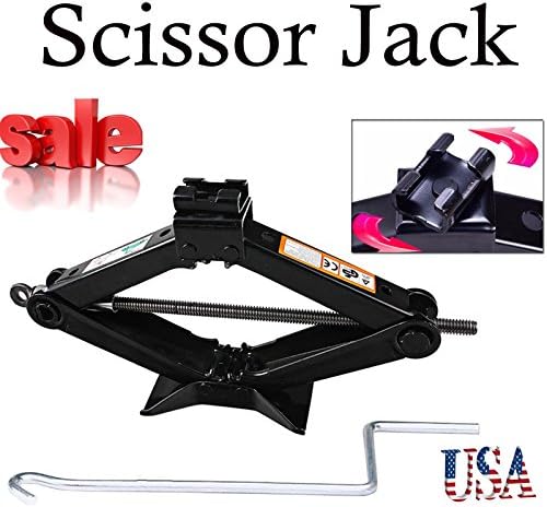 Rustproof 2 Tonne Scissor Jack Wind Up Lift with Chromed Crank Speed Handle Spare tire tool Kit for Car Van