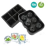 Ice Cube Trays , Nexlux Silicone ice Ball Maker Combo Set of 2,whiskey ice mold 12 Cubes with Lid & Large Square Molds, Reusable & BPA Free