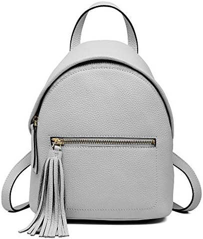 Mini Leather Backpack for Women, Cowhide Genuine Leather Top Handle Bags Double Shoulder Bag Drawstring School Backpack Lichee Pattern