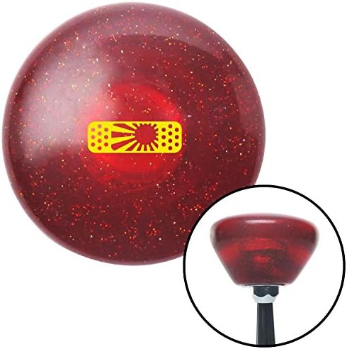 American Shifter 290890 Shift Knob (Yellow JDM Band-Aid Single Red Retro Metal Flake with M16 x 1.5 Insert)