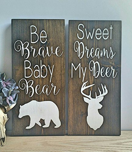 Amazon Com Set Of 2 Woodland Animals Deer Bear Wood Wall