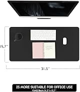 YSAGi Non-Slip Desk Pad 80x40 cm Waterproof PVC Leather Desk Protector Black view 7