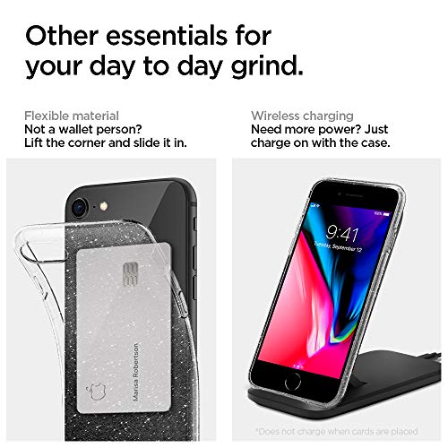 Spigen Funda Liquid Crystal Glitter Compatible con Apple iPhone SE(2020)/8/7, Protección Delgada de Gel Silicona y claridad Premium de TPU - Crystal Quartz - Imagen 6