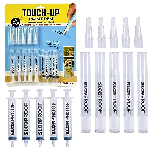 Slobproof Fillable Paint Pen 5 Count, 1 Pack Brush Pens Touch Up