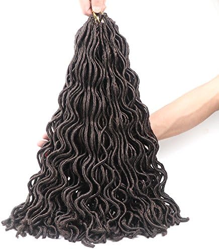 6 Pcs ABalance Hair Faux Locs Synthetic Braiding Hair Extensions 18" 100G/pcs Braids Wavy Faux Locs Synthetic Hair Extensions (#4)