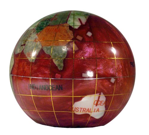 Unique Art 3-Inch Pink Pearl Swirl Ocean Gemstone World Globe Paper Weight