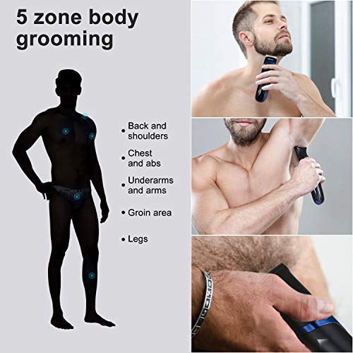 Hatteker Mens Hair Trimmer Clipper Body Hair Groomer Electric Beard Trimmer Hair Cutting Grooming Kit Cordless Back… - Image 3