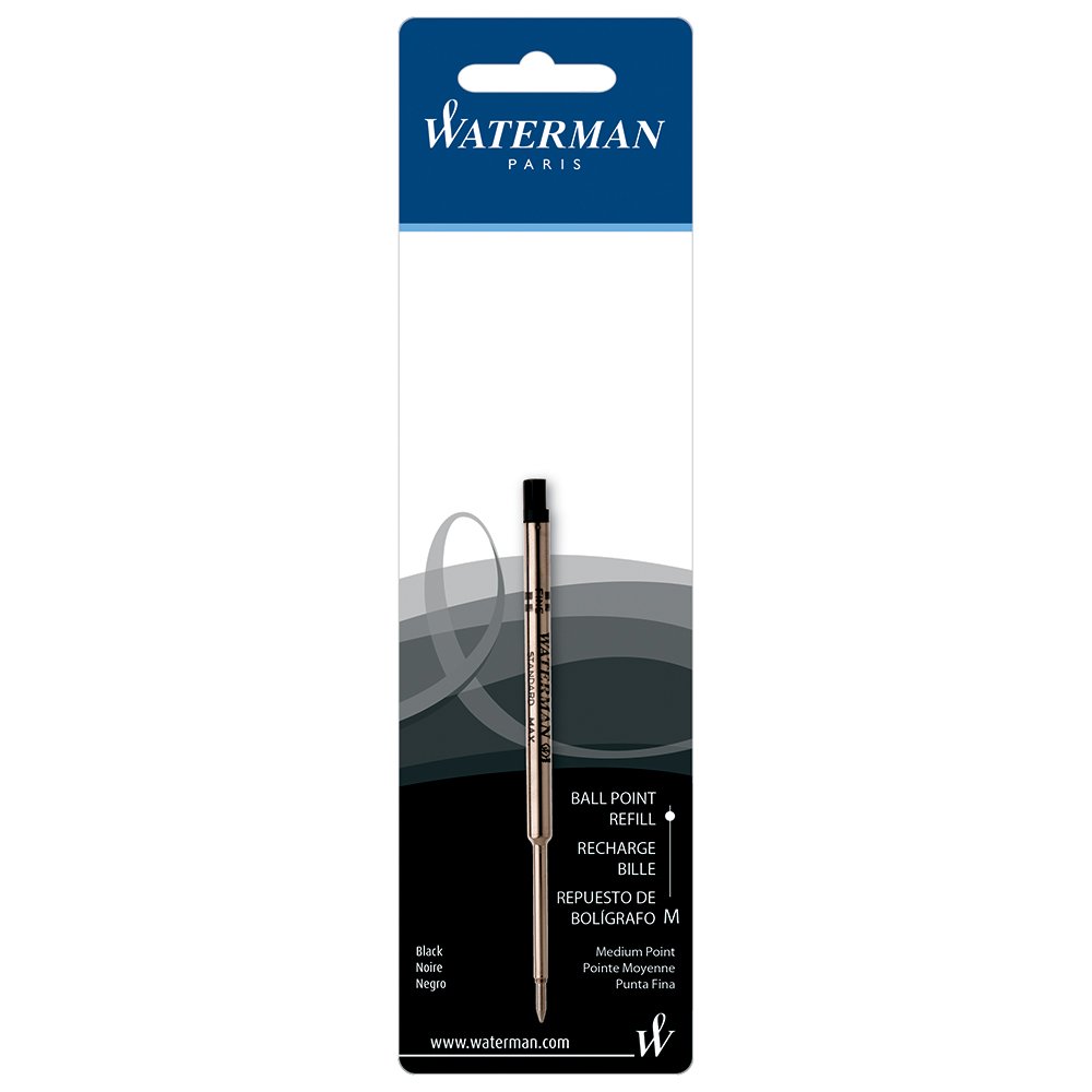 Waterman Ink Refill for Ballpoint Pens, Medium Point, Black (834254)