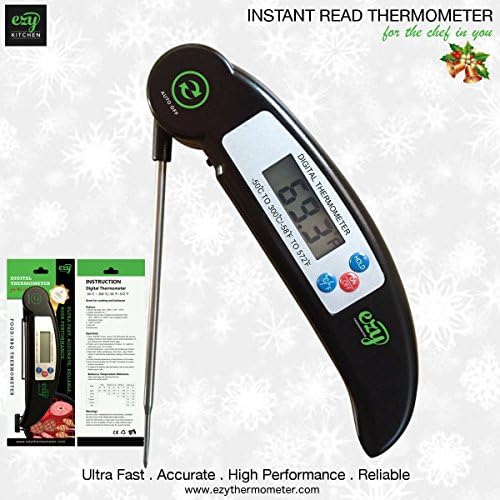 (3 DAYS ONLY!) CHRISTMAS SPECIAL! No. 1 Ultra Fast Instant Read Thermometer for all Meat, BBQ Food. Free Battery and Recipe! The No. 1 Choice Digital Meat Thermometer with!