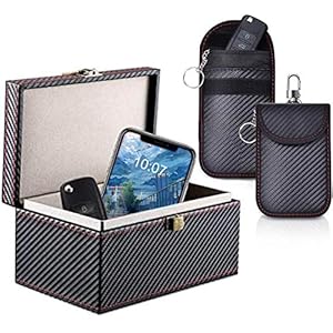 MOCOLI Auto Key Signaal Blocker, Grote Faraday Box voor Autosleutels+2 Pack Faraday Pouch, Fob Opbergdoos Keyless Auto’s…