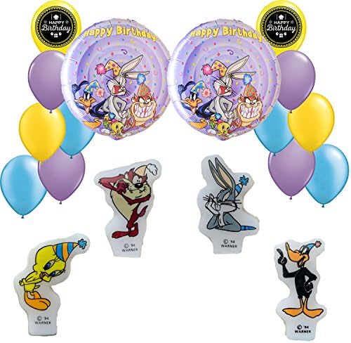 Looney Tunes Happy Birthday Balloon and Candle Party Supply Bundle