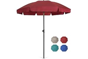 AMMSUN Patio Umbrella, 6.5 ft Outdoor Table Umbrella with Tilt Steel Pole, UPF50+ Protection, Great for Outdoor Garden Backyard, Maroon