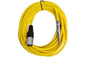 Seismic Audio - SATRXL-M25Yellow - 25 Foot Yellow XLR Male to 1/4 Inch TRS Patch Cable Snake Cords - Balanced