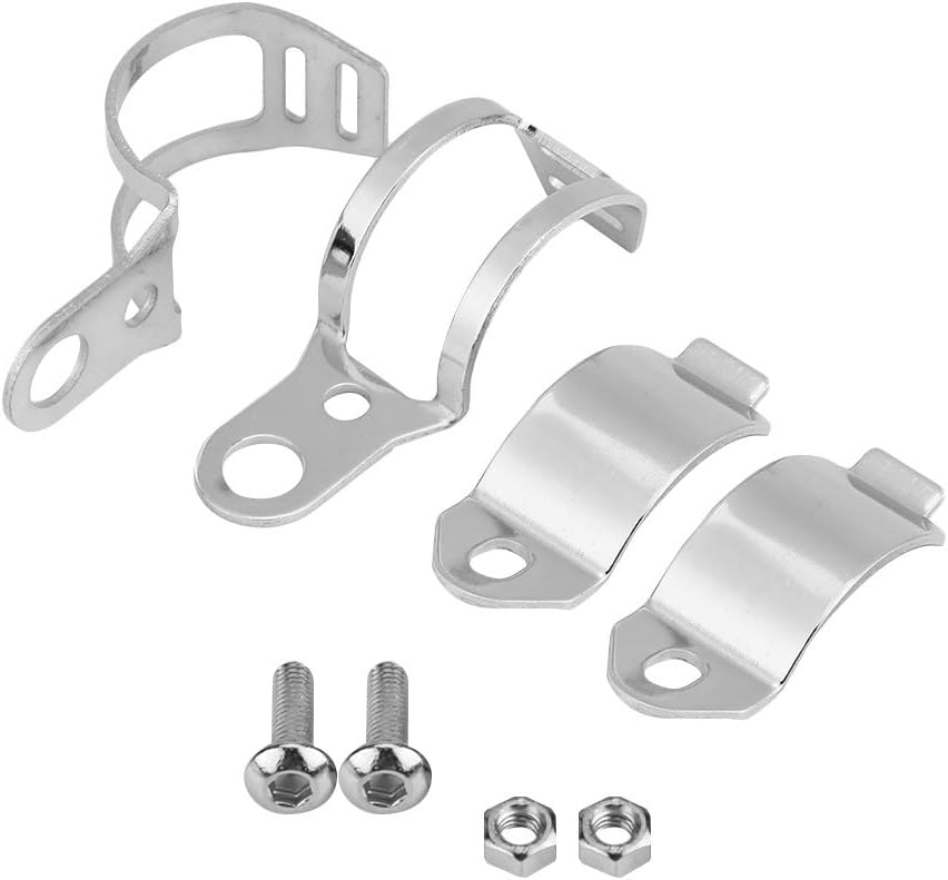 Yctze Support Clignotant Moto Fourche - 2Pcs Motorcycle Turn Light Mount Bracket Replacement For 30-45Mm Front Fork Scooter (Silver)