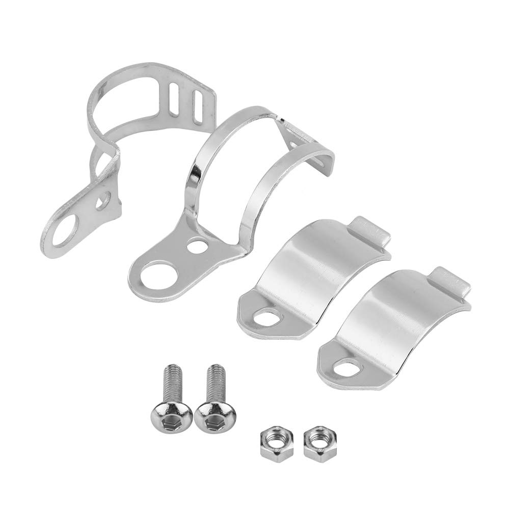 Yctze Support Clignotant Moto Fourche - 2Pcs Motorcycle Turn Light Mount Bracket Replacement For 30-45Mm Front Fork Scooter (Silver)