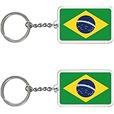 FHZJKJX Brazil Flag Keychain Brazilian Key Ring-(2 Pack Brazil)