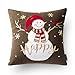 Phantoscope Christmas Pillow Covers Embroidery Snowman Letter Snow Flakes Pillowcase Cushion Cover Pack of 4 18 x 18 inches 45 x 45 cm