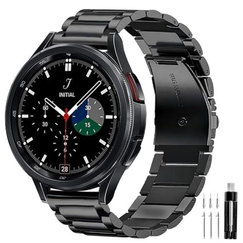 View 1 of Compatible with Samsung Galaxy Watch 7 6 5 4 FE Band Pro Classic Active 2 40mm 44mm 43mm 47mm 45mm 42mm 46mm 20mm Galaxy Watch 3 Band 41mm Men Women Metal Elegant Casual Business Stainless Steel